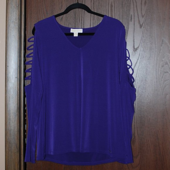 Michael Kors Purple Top with Ladderback Sleeves - XL - Picture 4 of 11